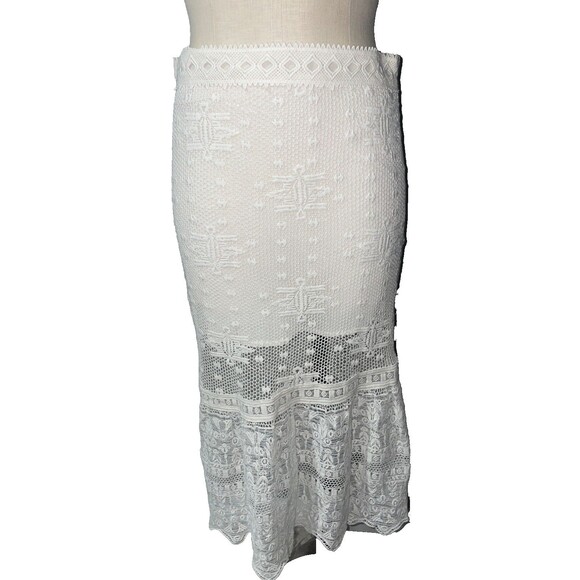 Jen's Pirate Booty Tequila Cotton Lace Midi Skirt size M NWT Ivory Boho Fairy